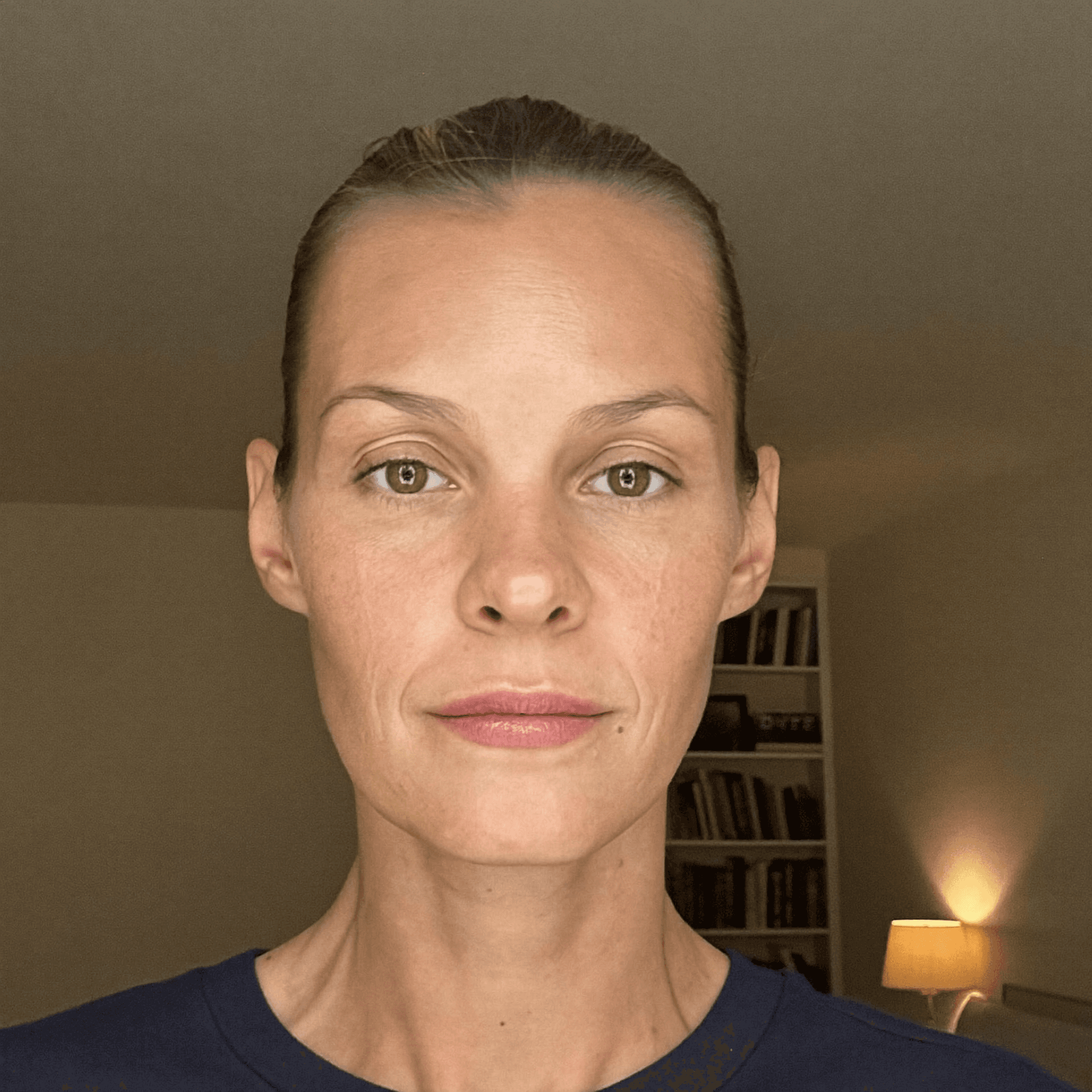 Before: a home photo with a cluttered background and warm uneven lighting